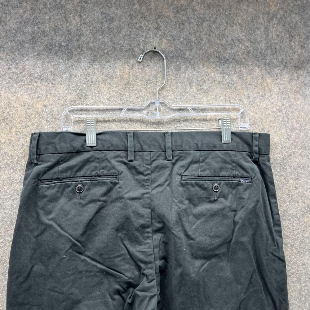 Ralph Lauren Pants Men 35x30 Black Chino Flat Front Stretch Slim Fit Trousers - Picture 3 of 12